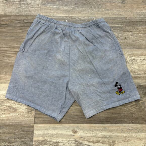 Vintage Disney  Shorts Mickey Mouse Baby Blue Men L Drawstring USA Made‎ Sweat - Picture 1 of 11